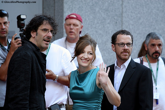 Joel Cowen, Kelly Macdonald & Ethan Cowen attending the red carpet gala premier for "No Country for Old Men" at the 2007 Toronto International Film Festival