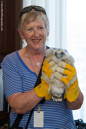 Volunteers pose with chicks
