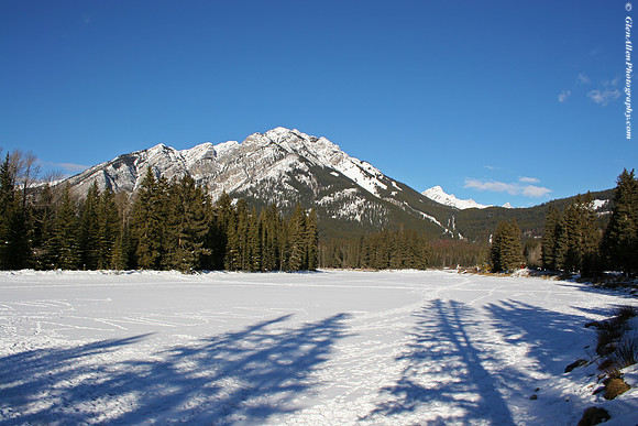 Mount Norquay and Frozen Bow River